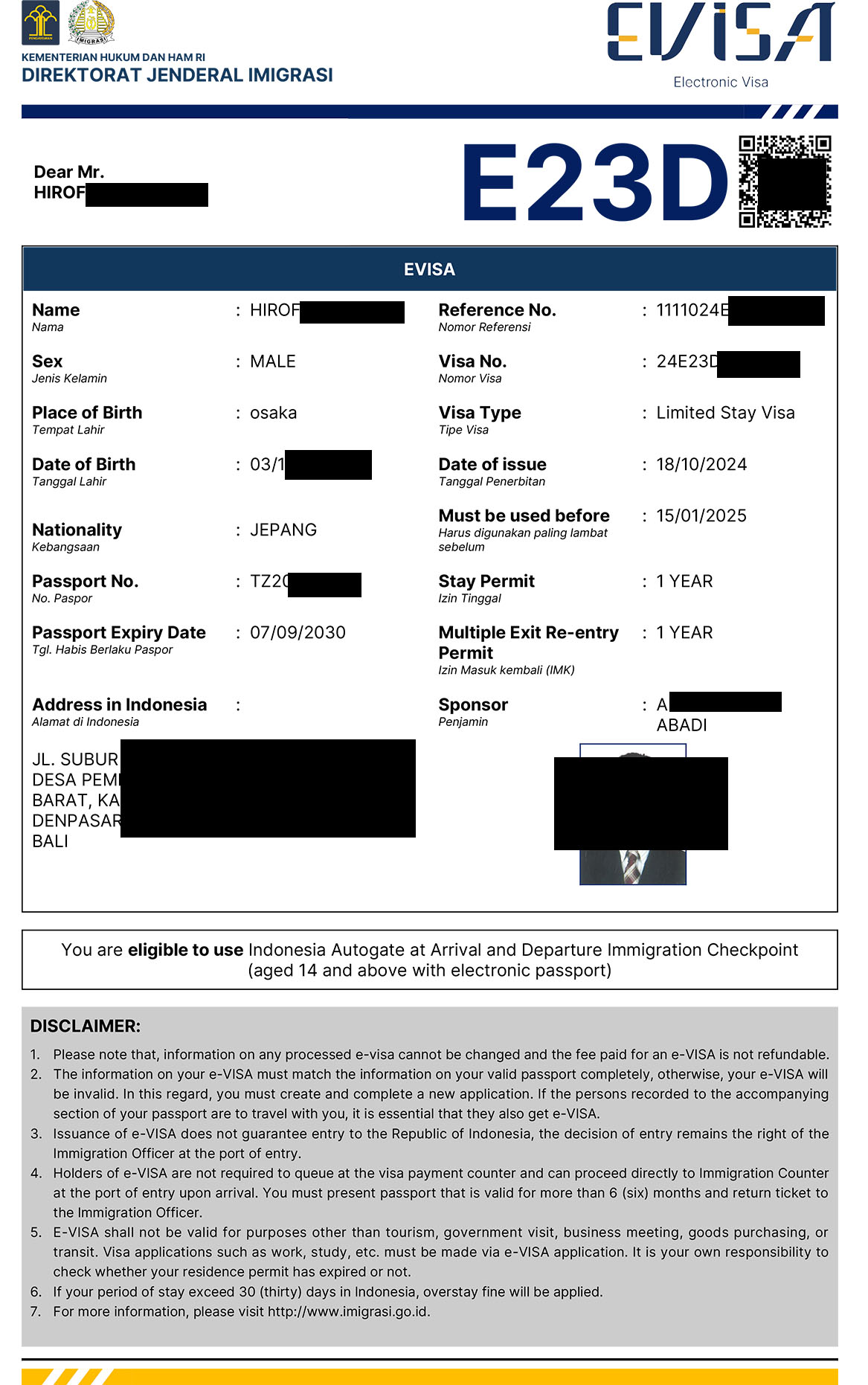 E23 KITAS processing timeline and documents required